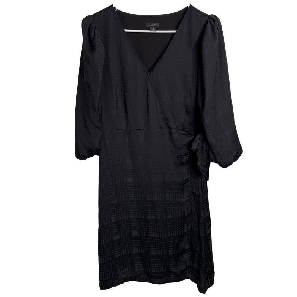 Halogen Womens Everyday Wrap Dress L Midnight Navy 3/4 Sleeve Witchy Demure